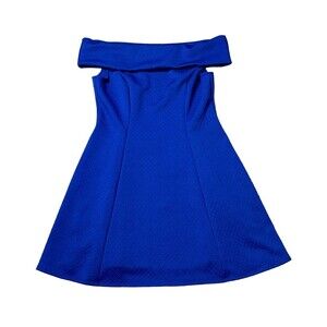 Modcloth Womens Large Blue Textured Fit & Flare Sleeveless Dress